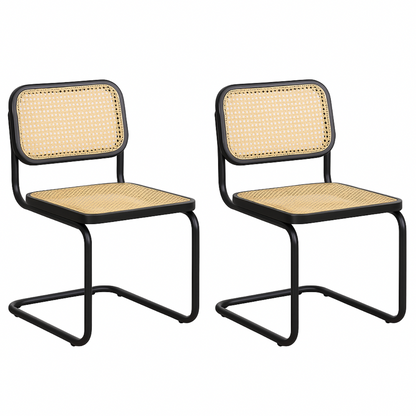Pack 2 Sillas Breuer Negra Madera y Ratán