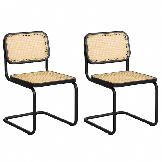Pack 2 Sillas Breuer Negra Madera y Ratán