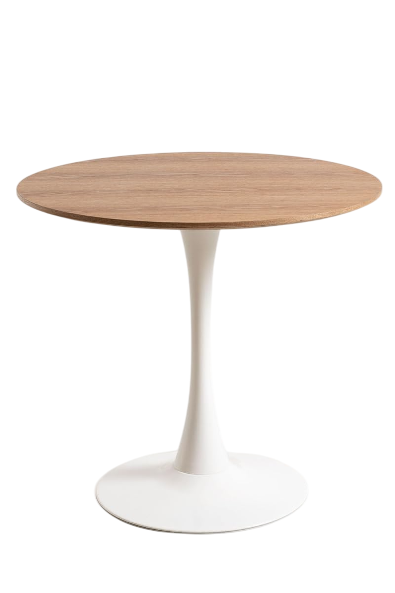 Mesa Comedor Redonda Tulip Wood 80cm Diametro Blanca