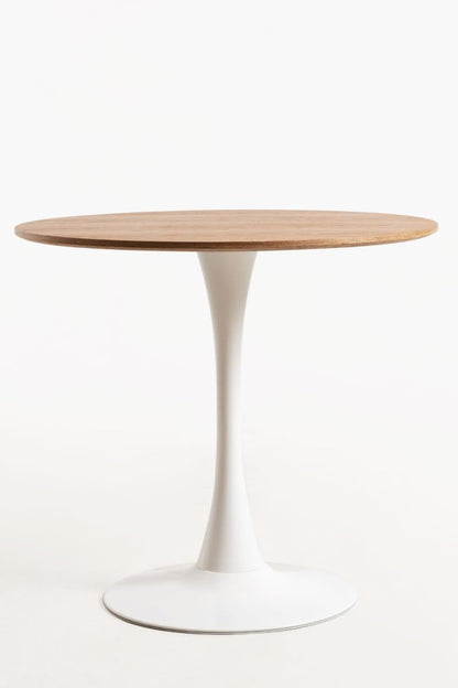 Mesa Comedor Redonda Tulip Wood 80cm Diametro Blanca