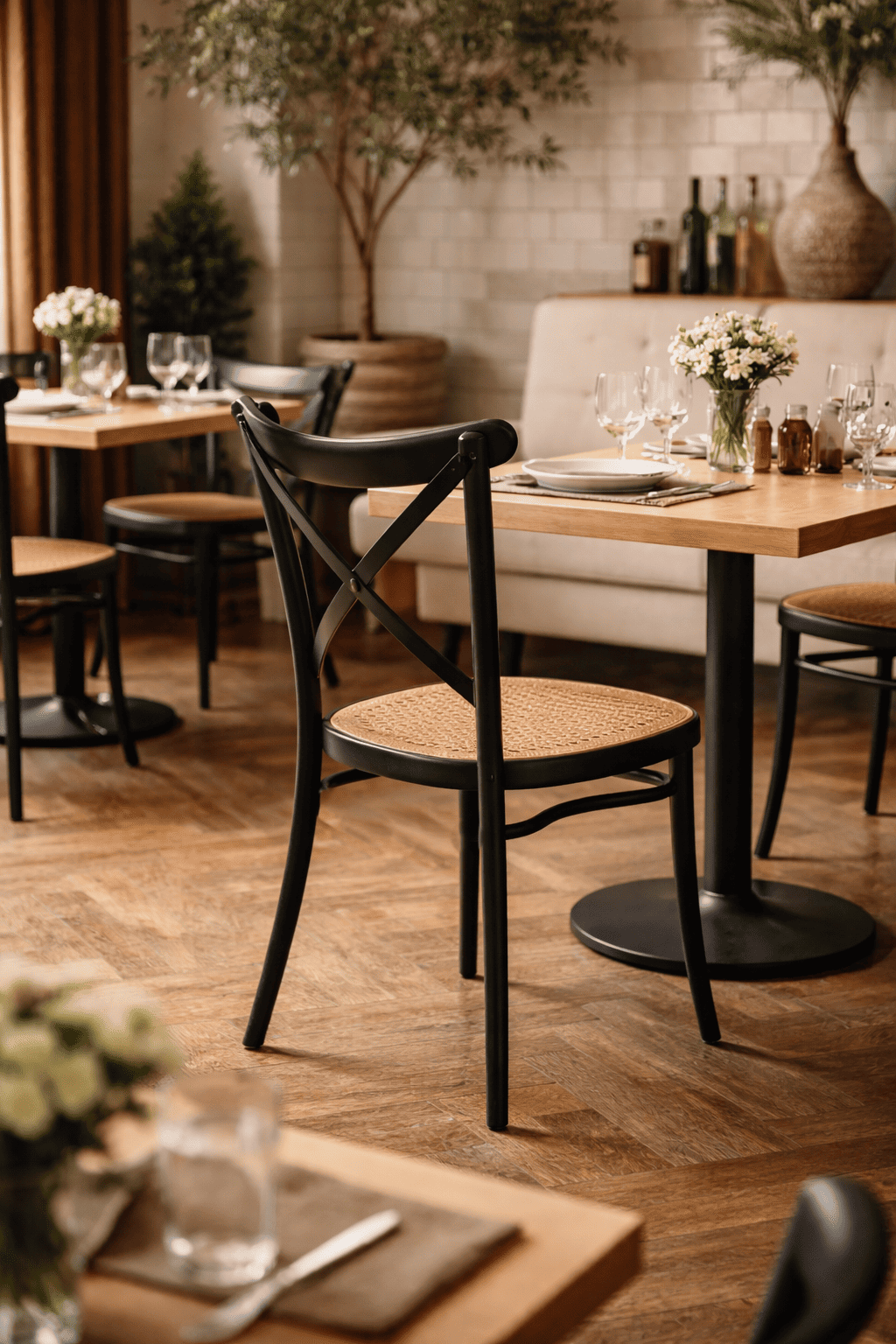 Silla Danubio Crossback Top Apilable Negra