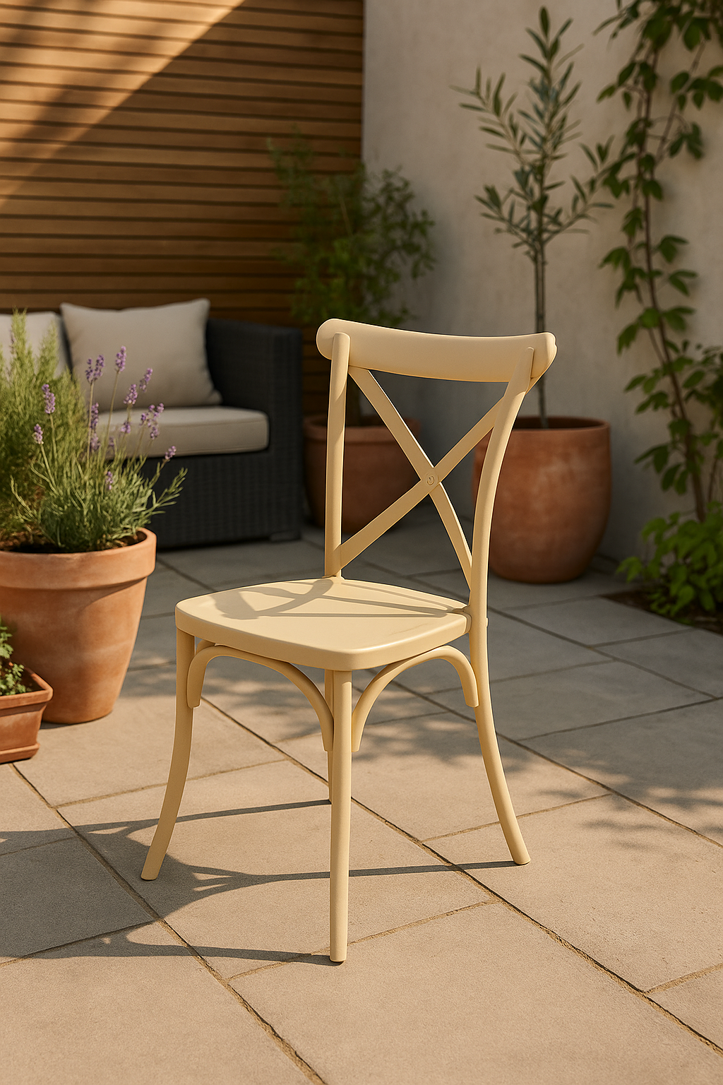 Pack 4 Sillas Crossback Beige Apilable