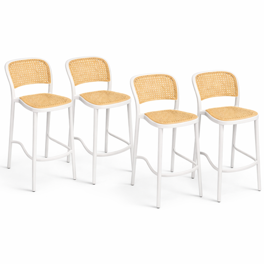 Pack 4 Taburetes Delta Piso De Bar O Terraza 66cm Blanco