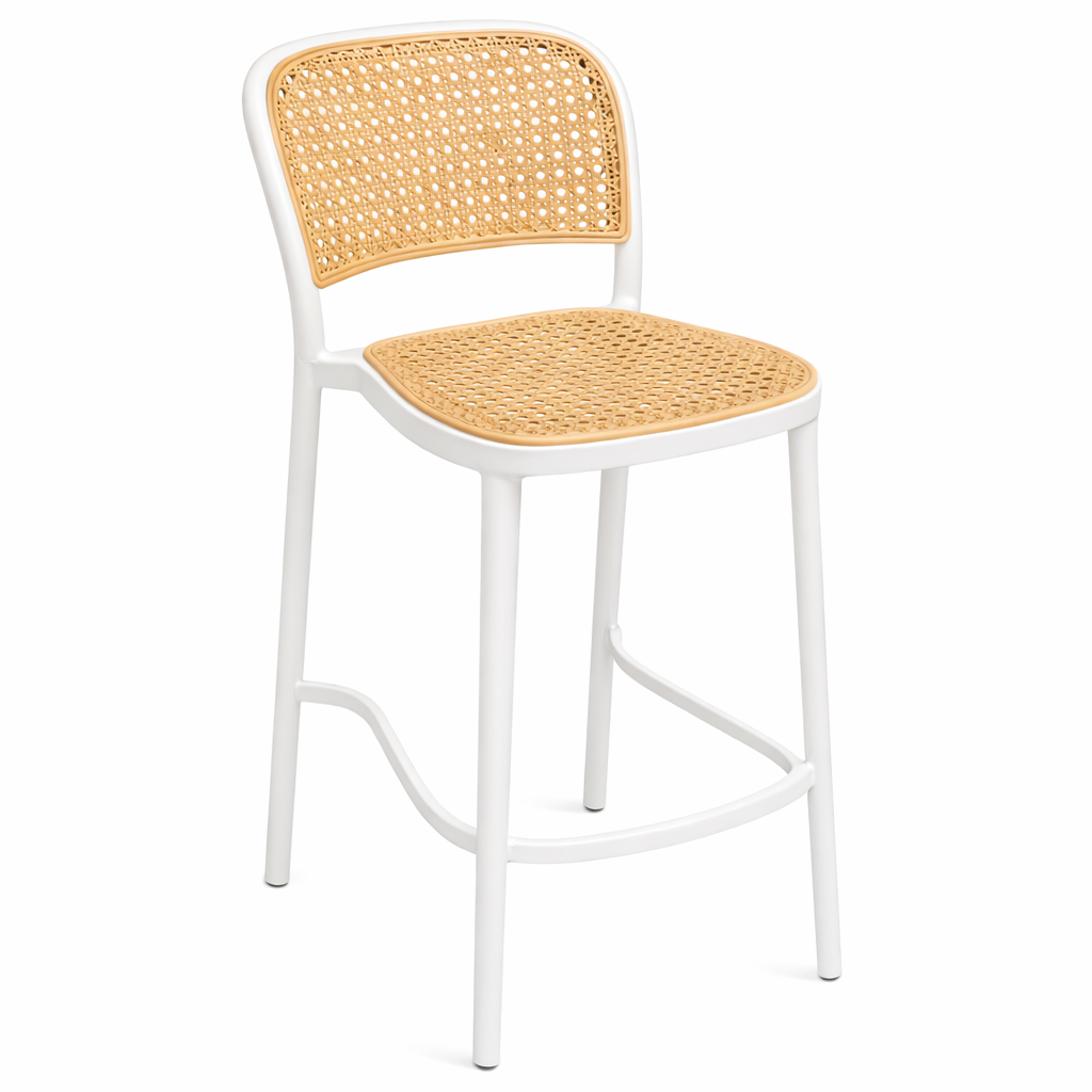 Taburete Delta Lombardia Piso De Bar O Terraza 66cm Blanco