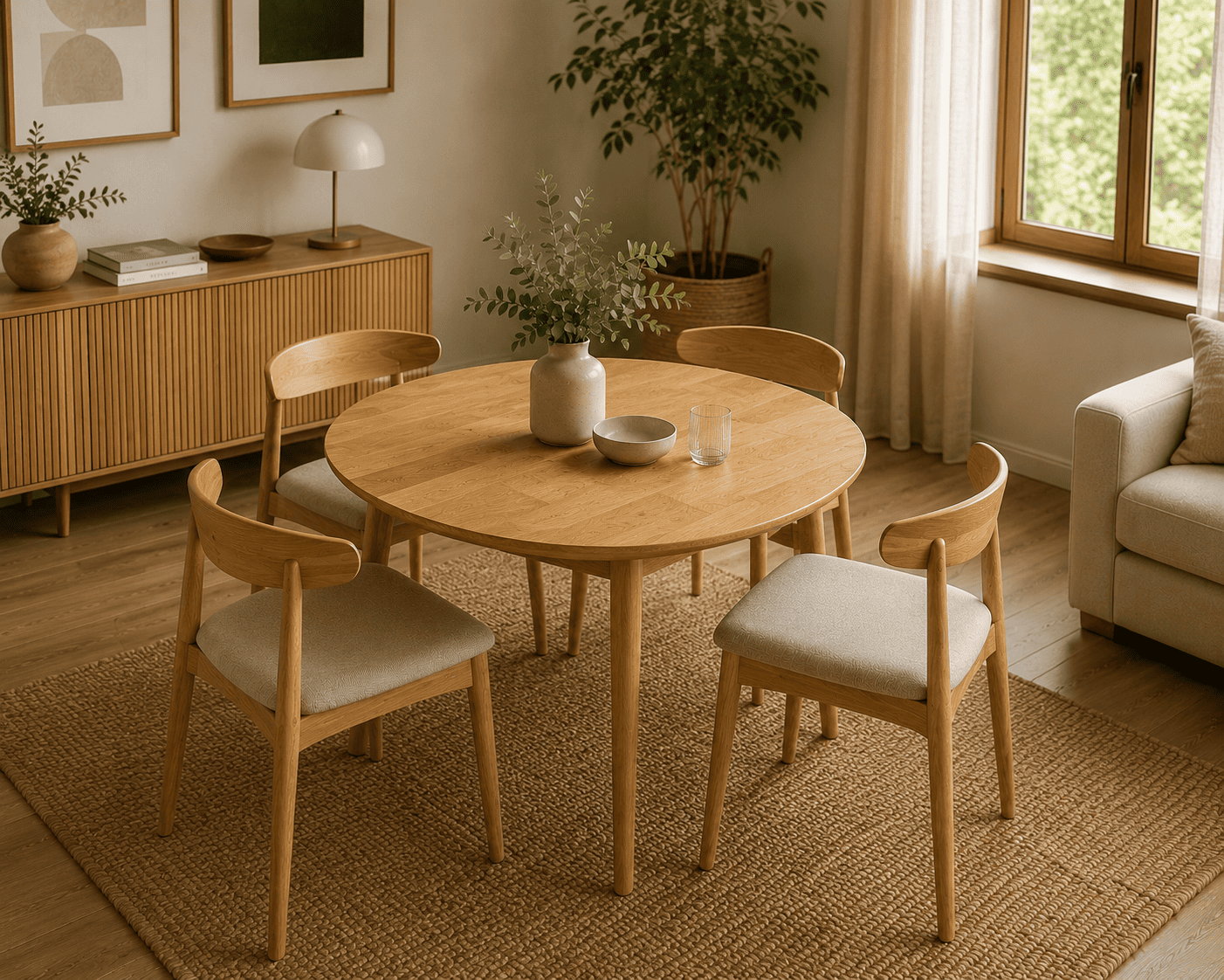 Mesa Comedor Oslo Redonda 80cm Madera Natural