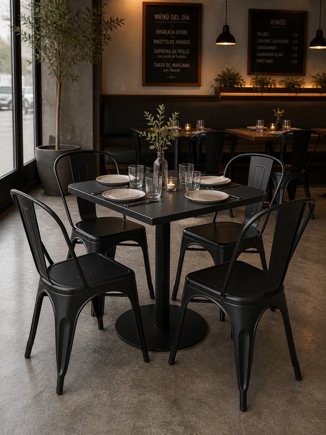 Mesa Tolix Clásica 70x70 Metalica Negro