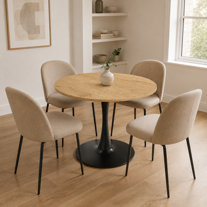 Mesa Comedor Redonda Tulip Wood 80cm Diametro Negra