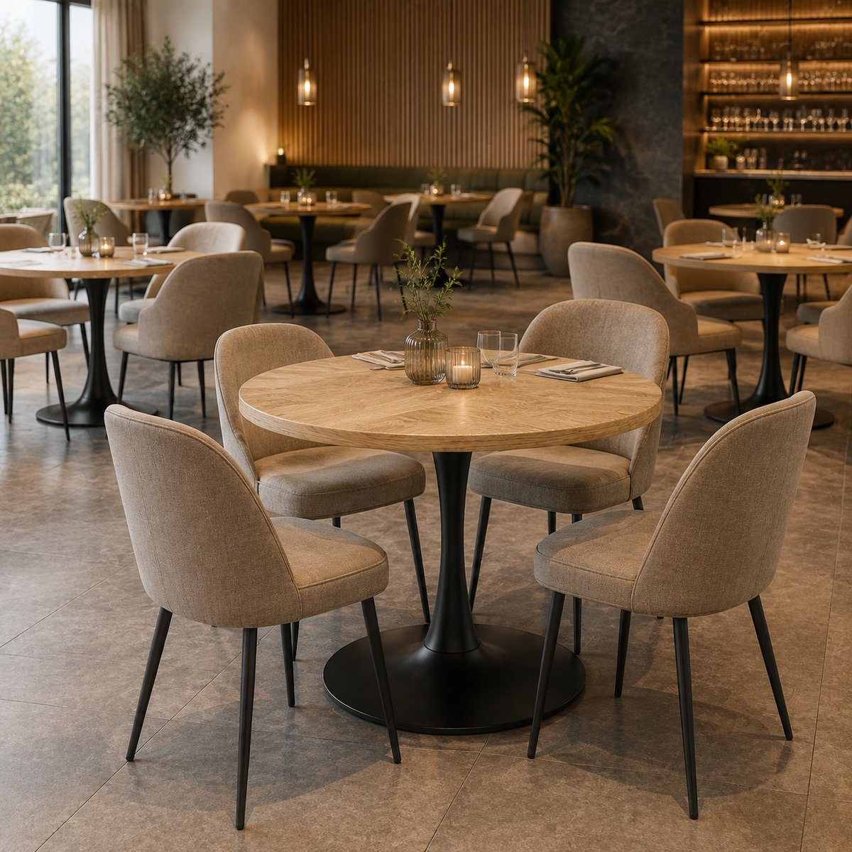 Mesa Comedor Redonda Tulip Wood 80cm Diametro Negra