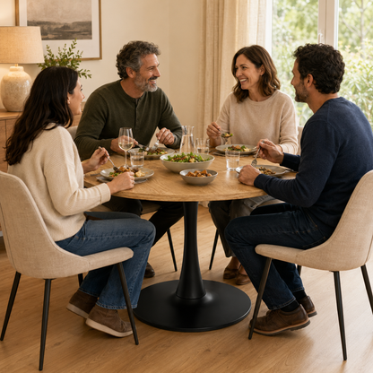 Mesa Comedor Redonda Tulip Wood 80cm Diametro Negra