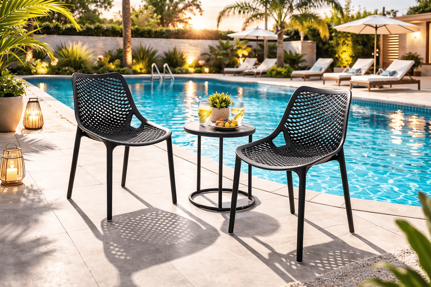 Pack 2 Sillas o Sillon Rex Negra para Terraza o Comedor