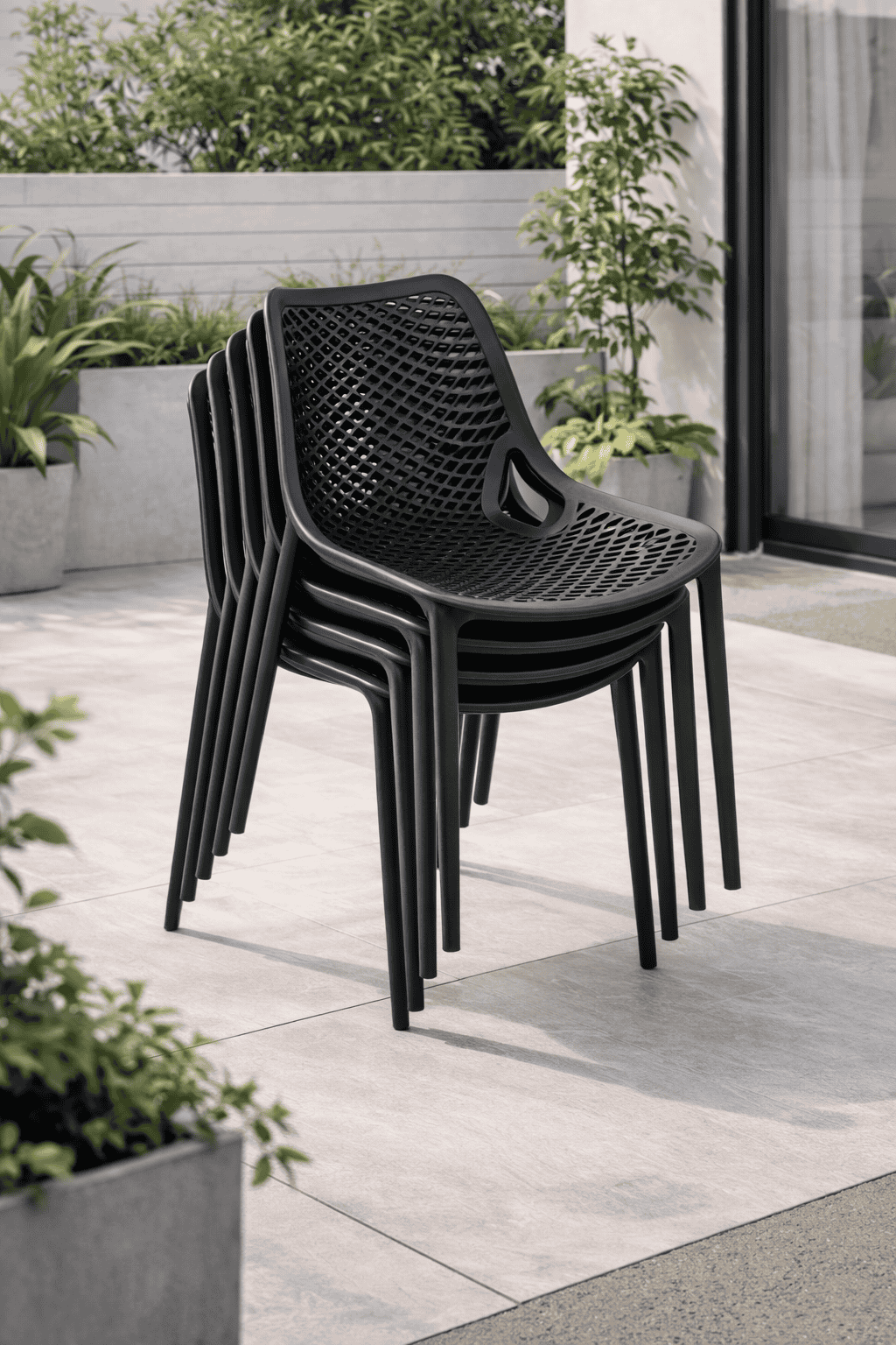 Pack 2 Sillas o Sillon Rex Negra para Terraza o Comedor