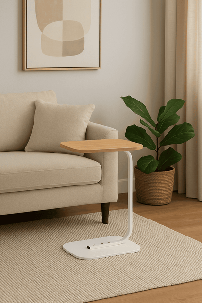 Mesa Lateral Auxiliar Minimalista Wood Blanca