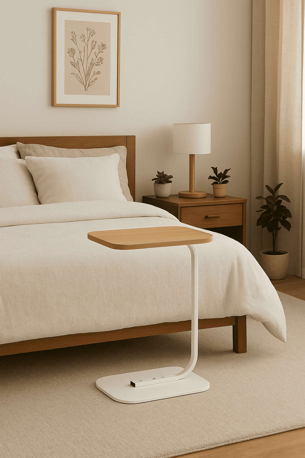Mesa Lateral Auxiliar Minimalista Wood Blanca