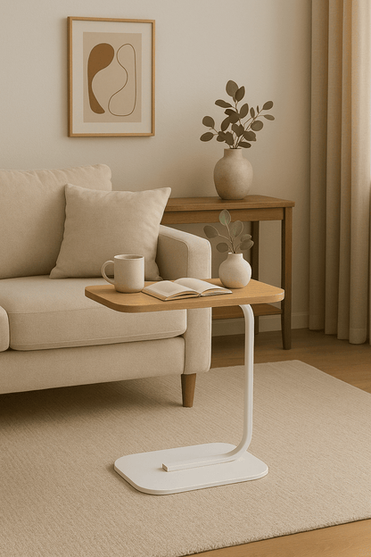 Mesa Lateral Auxiliar Minimalista Wood Blanca