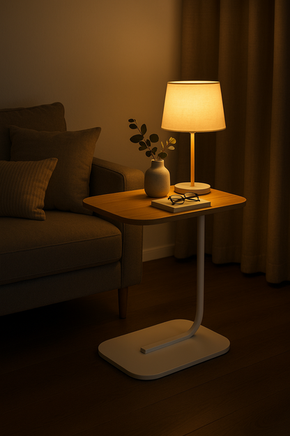 Mesa Lateral Auxiliar Minimalista Wood Blanca