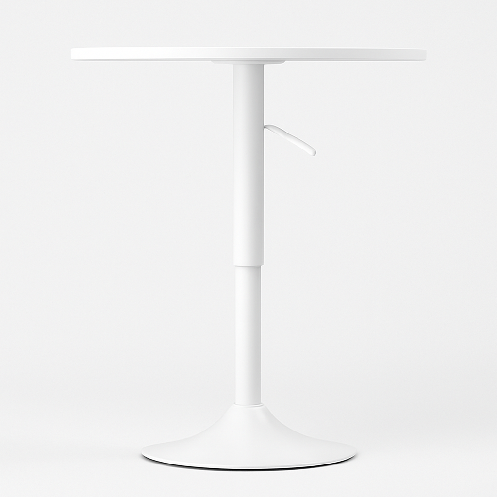 Mesa Bar Centro Altura Regulable 60cm Diámetro Full Blanca