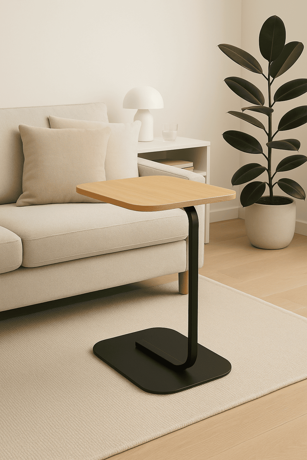 Mesa Lateral Auxiliar Minimalista Wood Negra