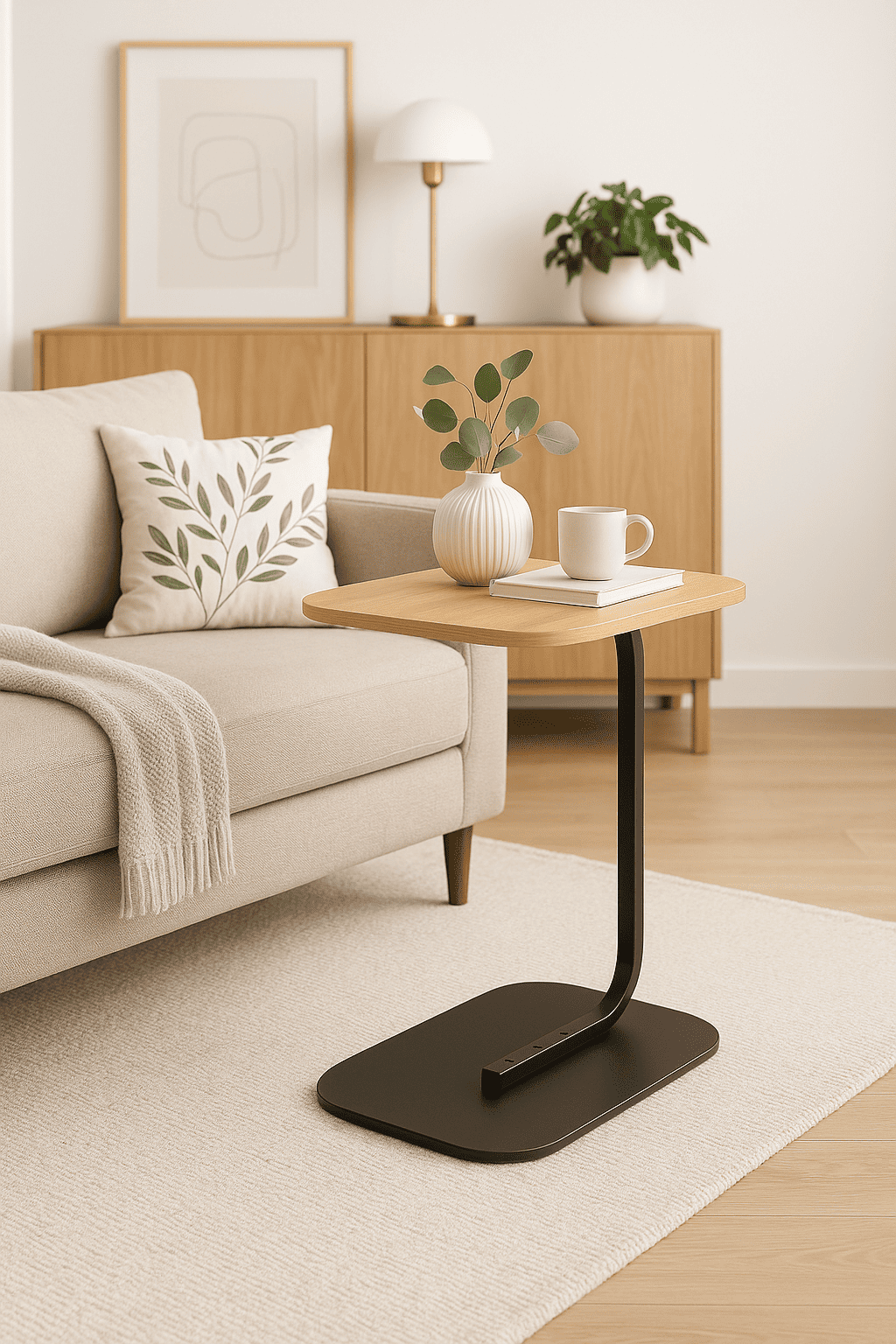 Mesa Lateral Auxiliar Minimalista Wood Negra