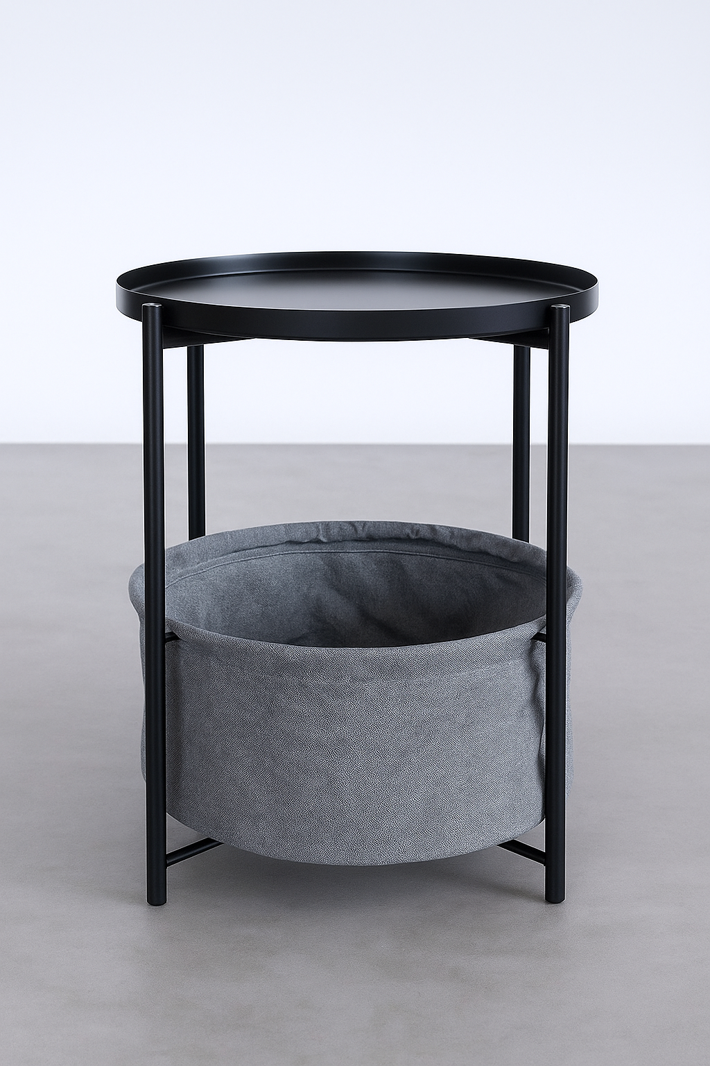 Mesa Lateral Auxiliar 2 Niveles con Cesta 42x42x52cm Negro