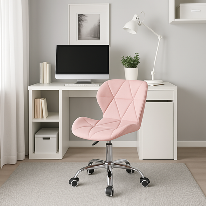 Silla De Escritorio Mariposa Radar Giratoria Acolchada Rosa