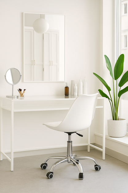 Silla De Escritorio Tulip Eames Giratoria Acolchada Blanca