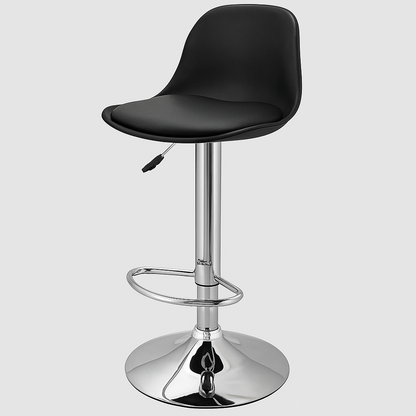 Pack 2 Taburetes Eames con Altura Regulable Base Cromada para Cocina o Bar Negro