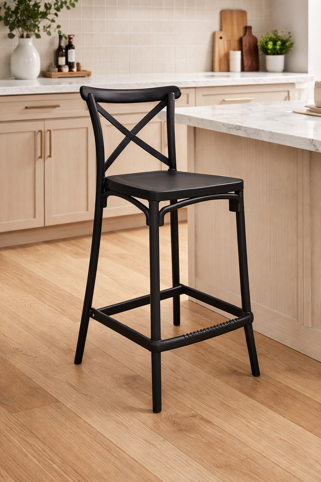 Taburete Bar Danubio Crossback Negro Polipropileno 66 cm