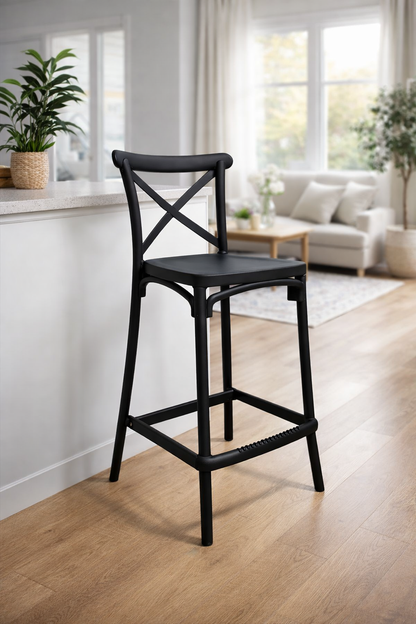 Taburete Bar Danubio Crossback Negro Polipropileno 66 cm