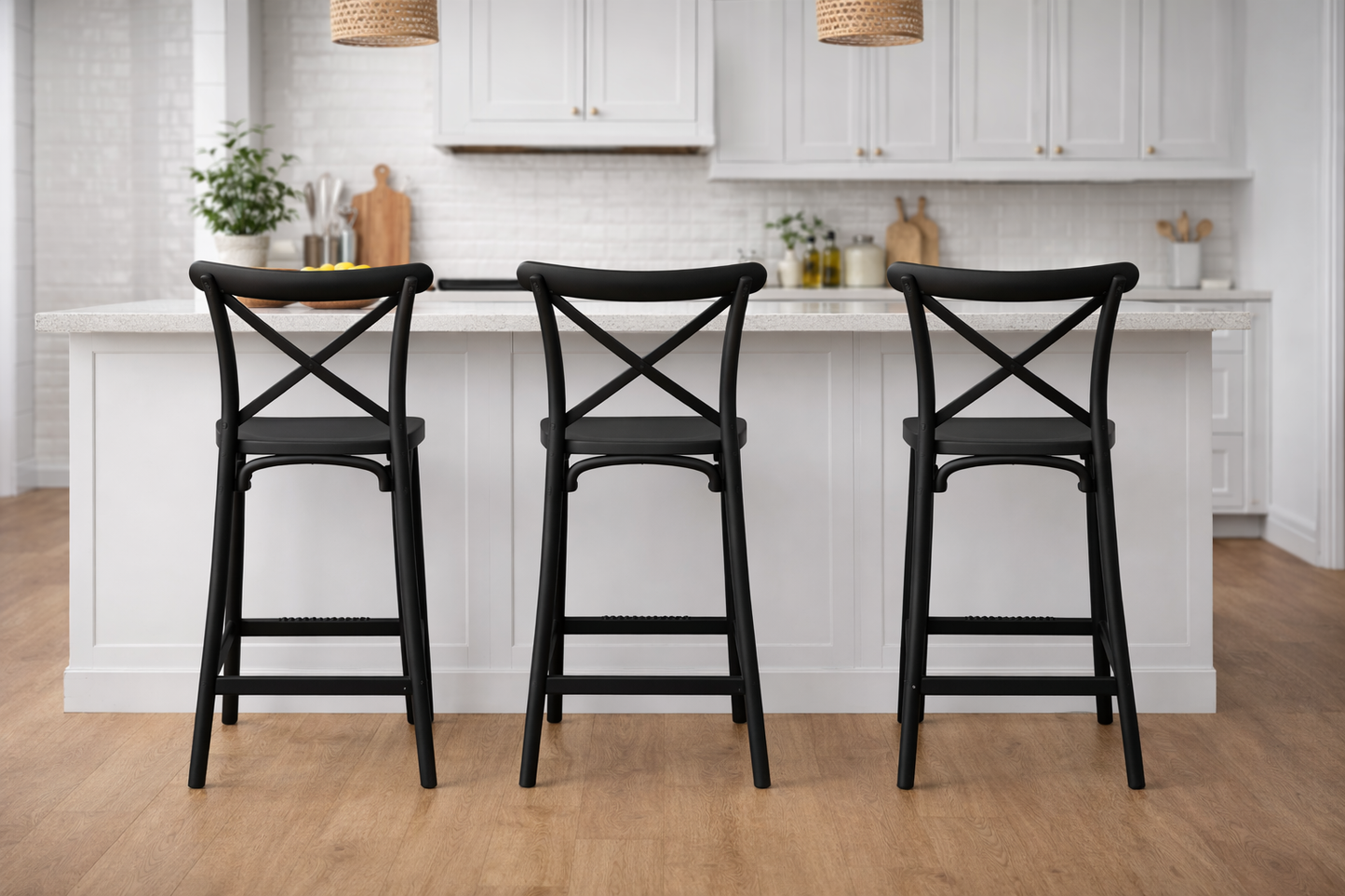 Taburete Bar Danubio Crossback Negro Polipropileno 66 cm