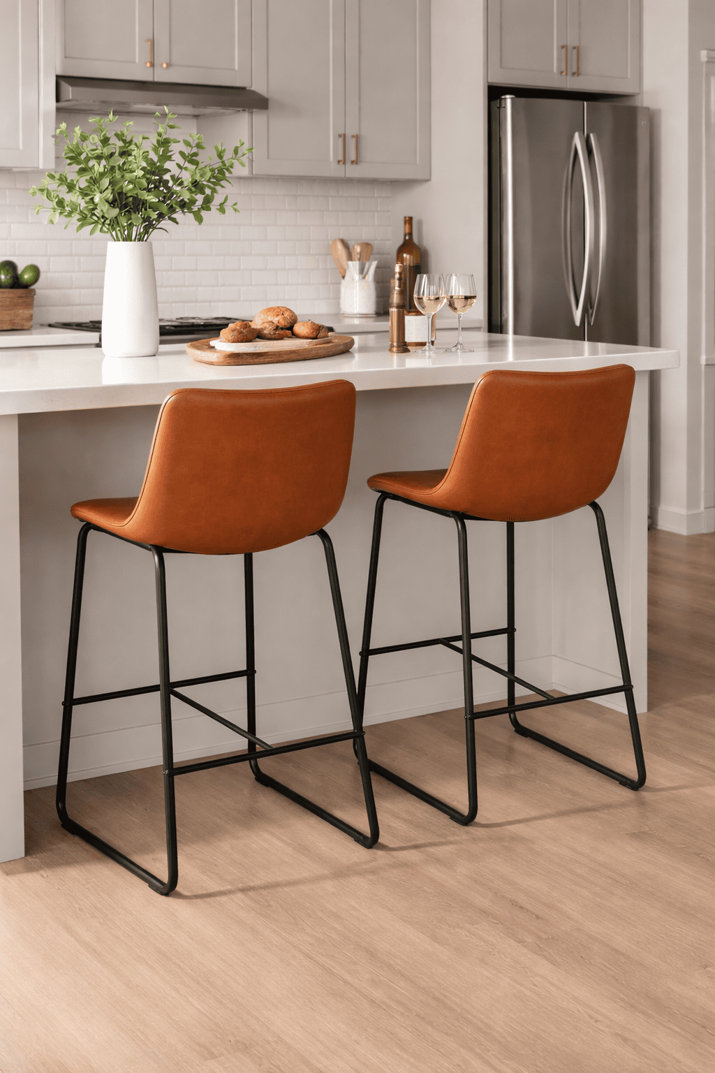 Pack 2 Taburetes Burgos Piso De Bar O Terraza 66cm Marron