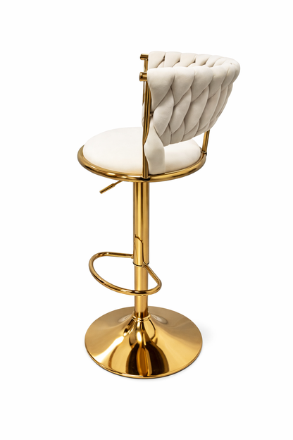 Taburete Queen Terciopelo Ajustable Beige