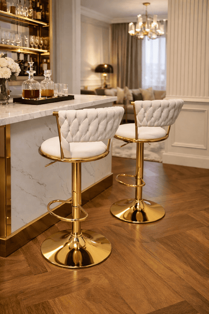 Taburete Queen Terciopelo Ajustable Beige
