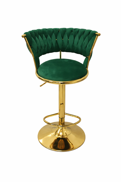 Taburete Queen Terciopelo Ajustable Verde