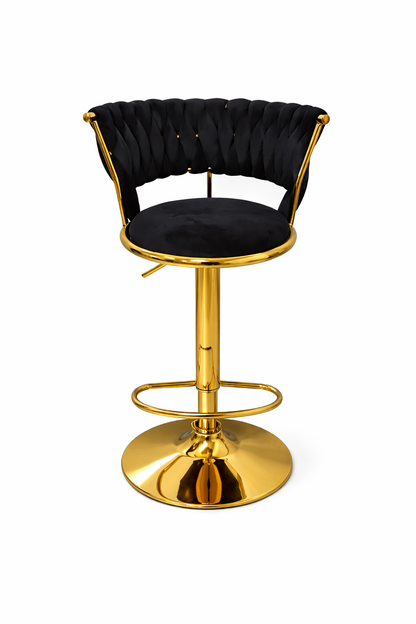 Taburete Queen Terciopelo Ajustable Negro