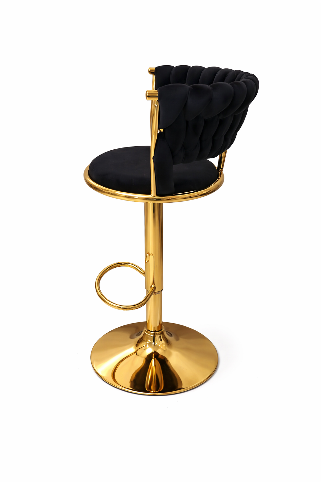 Taburete Queen Terciopelo Ajustable Negro