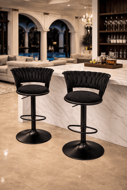 Taburete Queen Terciopelo Ajustable Full Negro