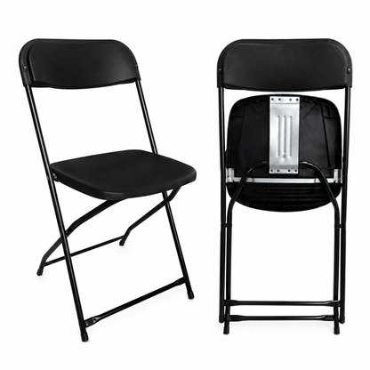 Silla Plegable Negra de Polipropileno y Metal - Negra