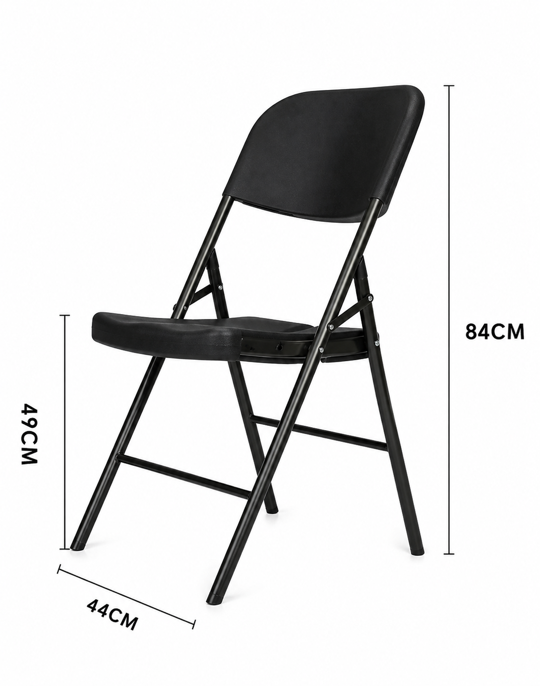 Silla Plegable Negra de Polipropileno y Metal - Negra