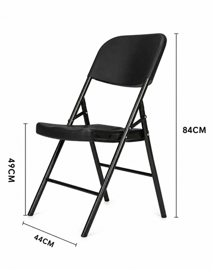 Silla Plegable Negra de Polipropileno y Metal - Negra