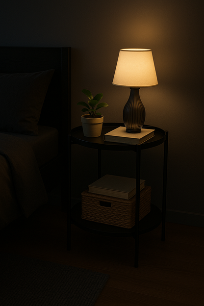 Mesa Lateral Auxiliar 2 Niveles Madera 42x42x52cm Negro
