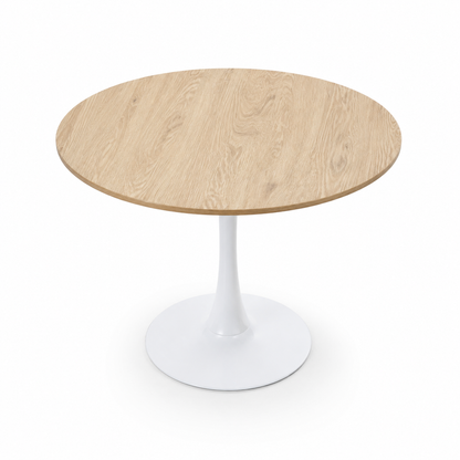 Mesa Comedor Redonda Tulip Wood 100cm Diametro Blanca