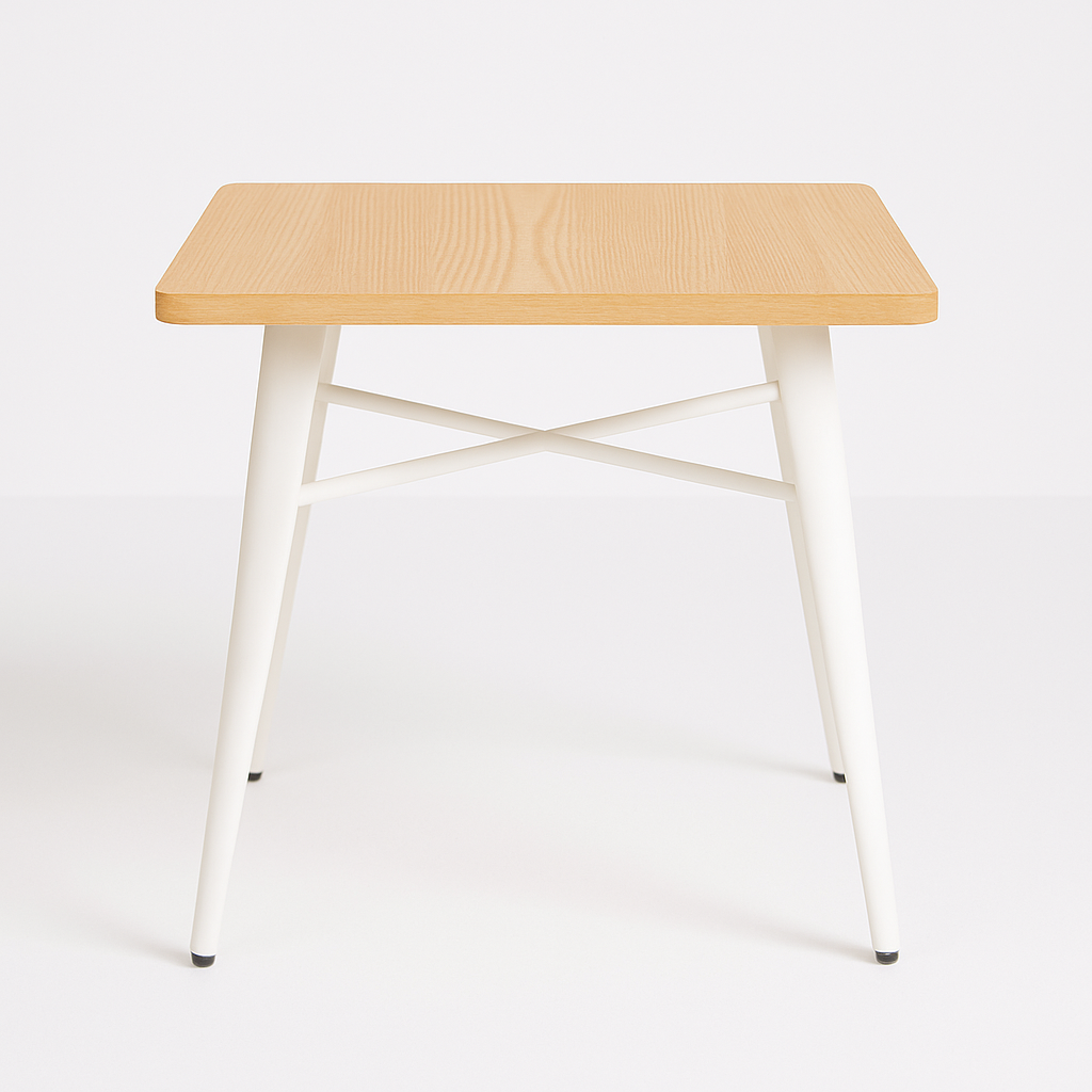 Mesa Comedor Tolix Madera Blanca 70x70x75cm