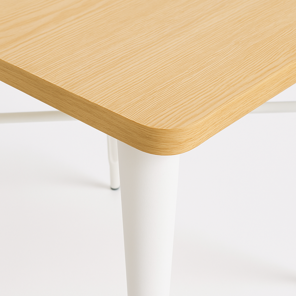 Mesa Comedor Tolix Madera Blanca 70x70x75cm