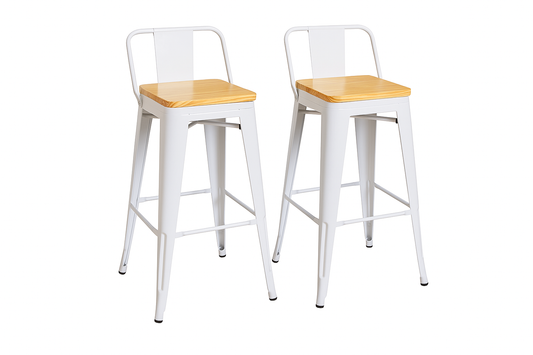 Pack 2 Taburetes Tolix Madera Blanco 66cm