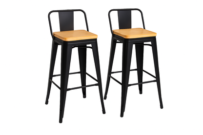 Pack 2 Taburetes Tolix Madera Negro 66cm