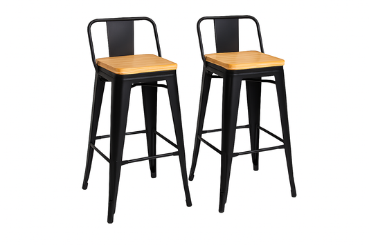 Pack 2 Taburetes Tolix Madera Negro 66cm