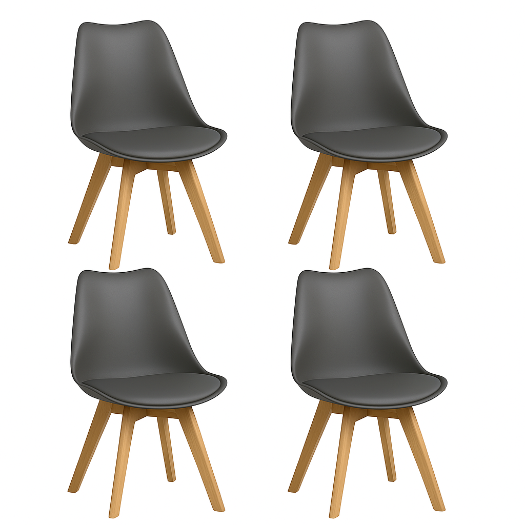 Pack 4 Sillas Eames Acolchada Gris