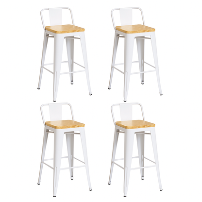 Pack 4 Taburetes Tolix Madera Blanco 66cm