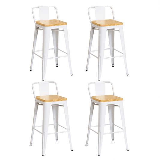 Pack 4 Taburetes Tolix Madera Blanco 66cm