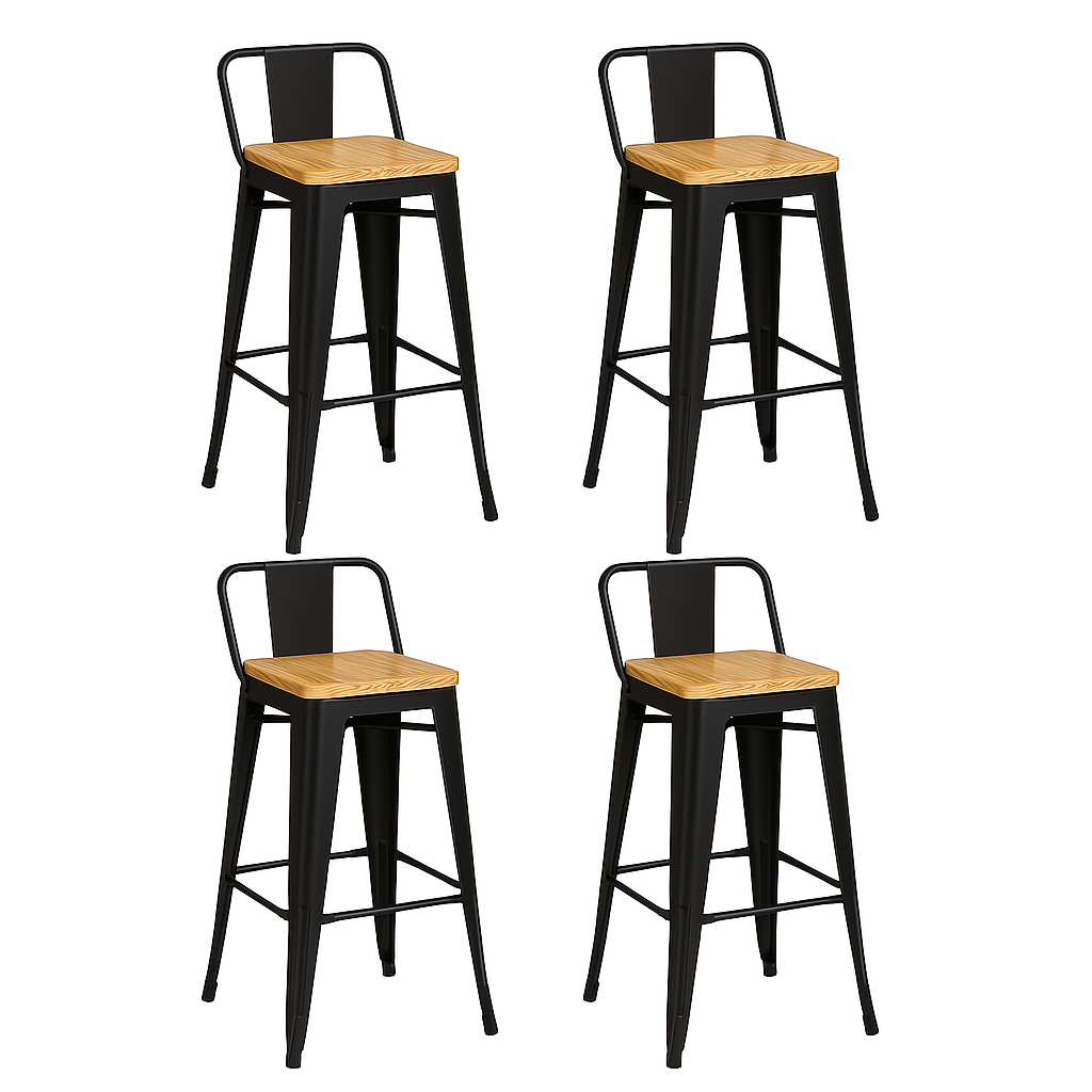Pack 4 Taburetes Tolix Madera Negro 66cm